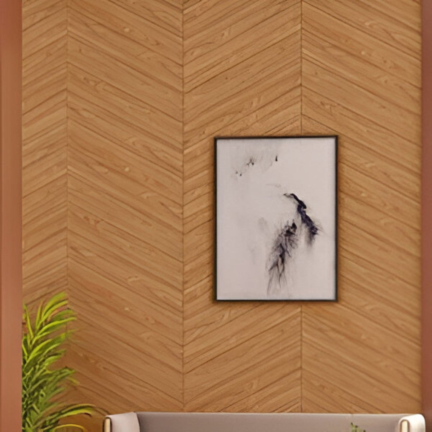 Treviso Chevron Wooden Tile 6x36 Inch, featuring natural wood tones arranged in a chevron pattern, perfect for stylish and durable flooring or wall applications.
