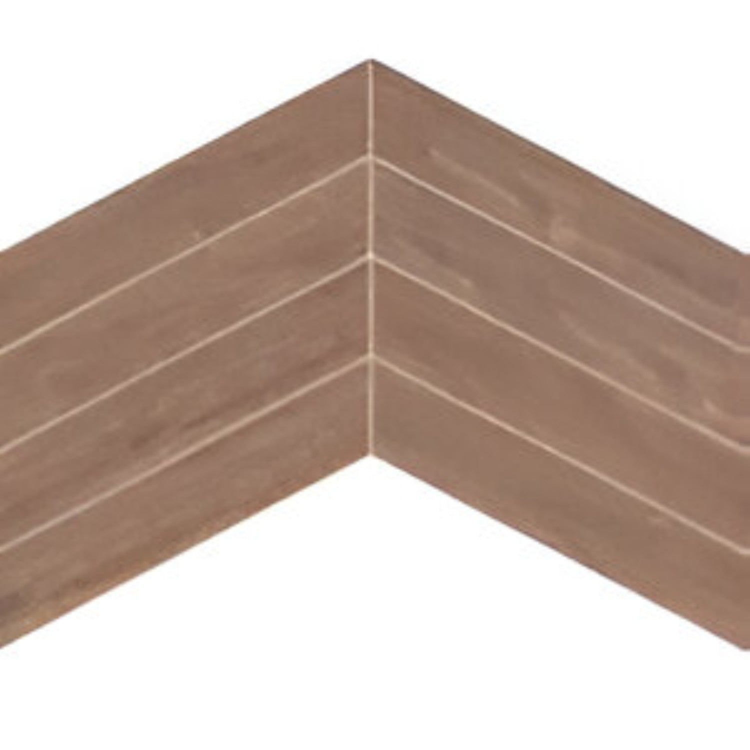 Tropaz Pewter Chevron Wooden Tile 6x36 Inch, featuring soft pewter-toned wood arranged in a chevron pattern, perfect for contemporary and durable flooring or wall applications.
