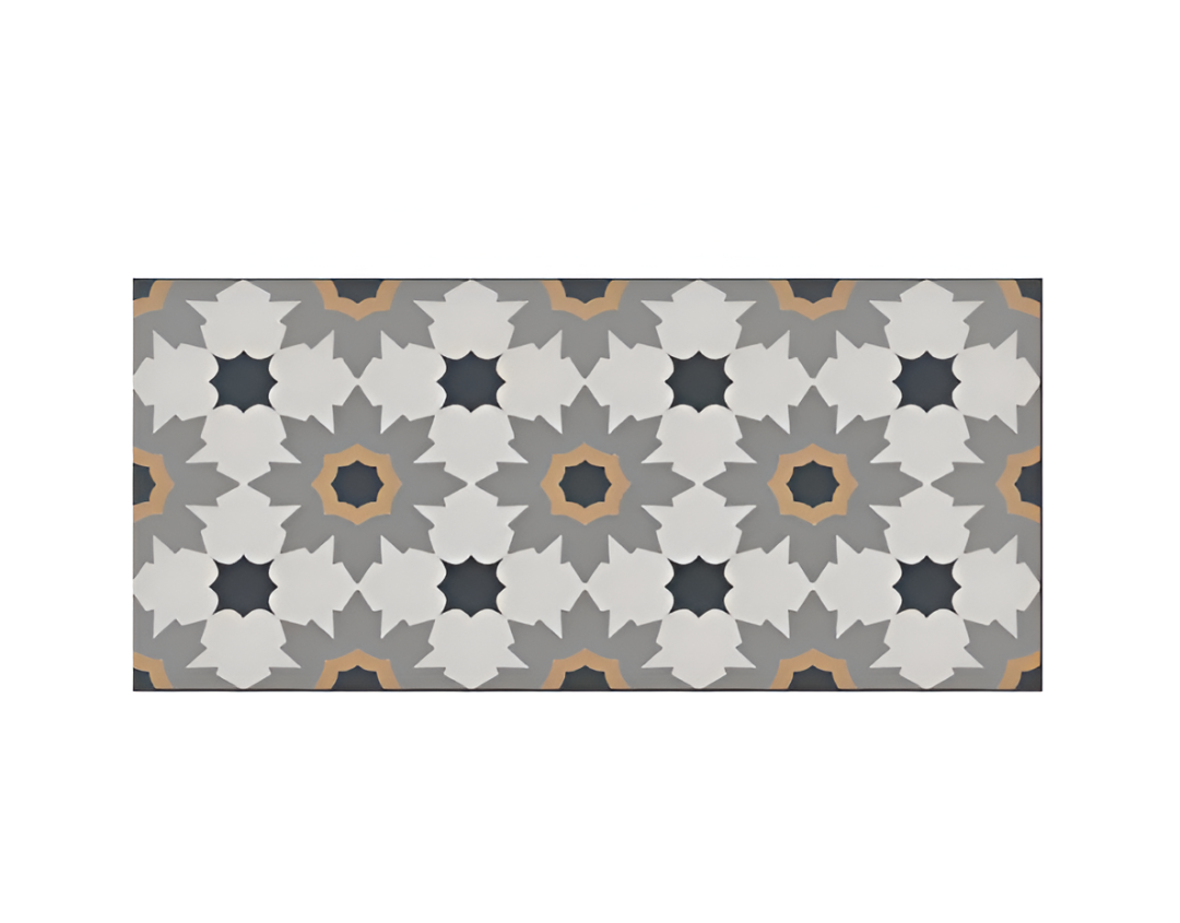 Utopia Gris Vitrified Moroccan Tile 24 x 48 inch featuring a sophisticated grey Moroccan-inspired pattern, perfect for adding a contemporary and decorative element to floors and walls.
