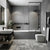 Velvete Grigio Decor Moroccan Tile 16×16 Inch (B) installed as a bathroom floor featuring intricate Moroccan and Rangoli-inspired printed patterns with a matt finish. The vitrified tile showcases detailed decorative motifs that create an elegant and stylish flooring surface, offering excellent durability, moisture resistance, low maintenance, and a refined appearance suitable for residential bathrooms, powder rooms, wash areas, and other interior floor spaces.