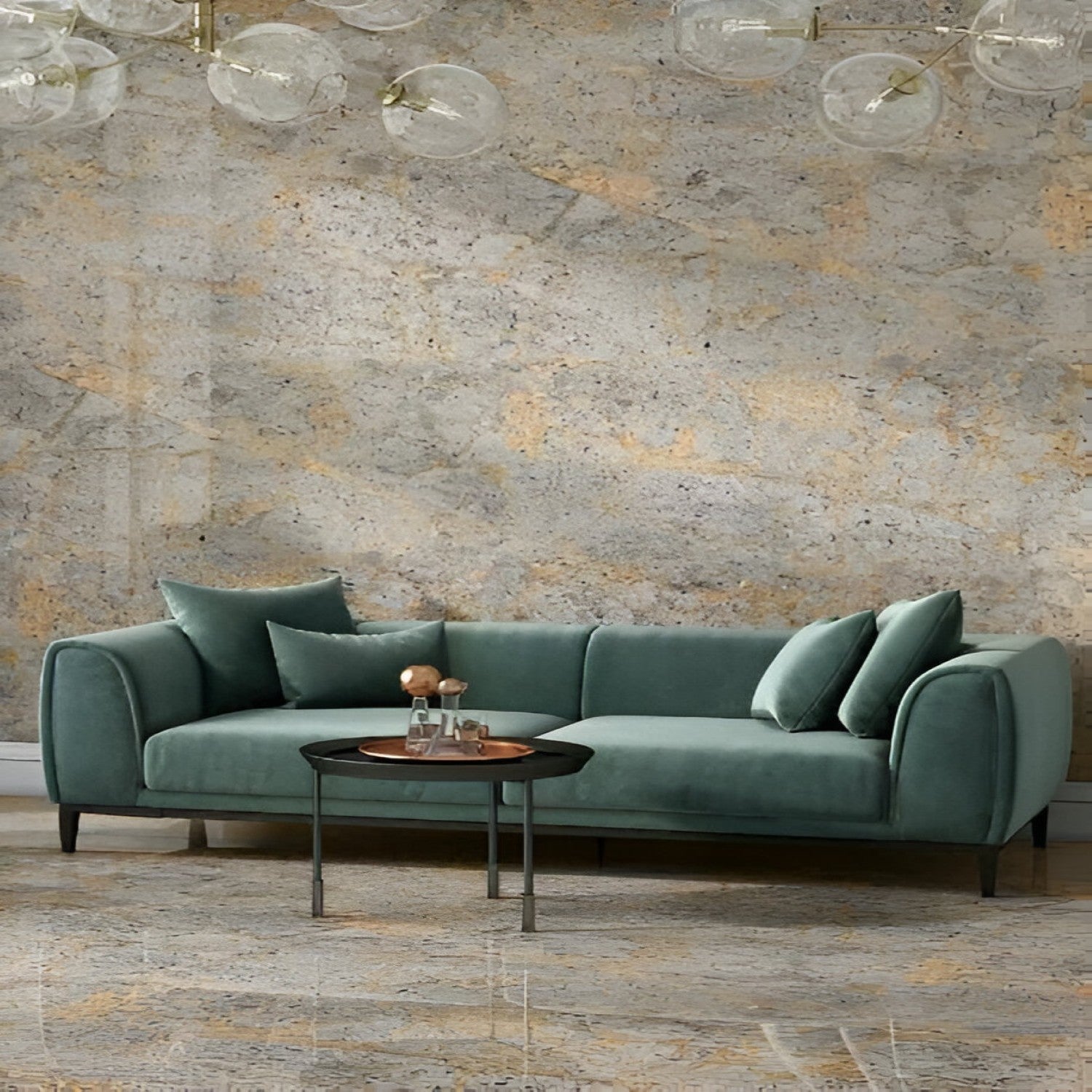 Versace Gold Endless Vitrified Tile 24 Inch x 48 Inch featuring a polished gold-toned finish with subtle marble-like patterns ideal for luxurious wall and floor applications in living rooms kitchens and commercial spaces

