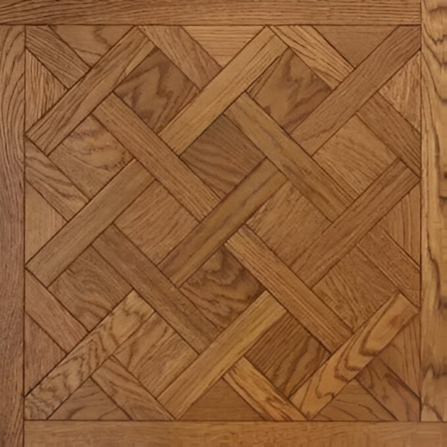 Versailles Caramel Oak Parquet Flooring 18x18 inch with rich caramel oak finish, durable solid wood surface, featuring elegant Versailles-style parquet pattern, ideal for luxurious interiors, living spaces, and premium commercial flooring applications
