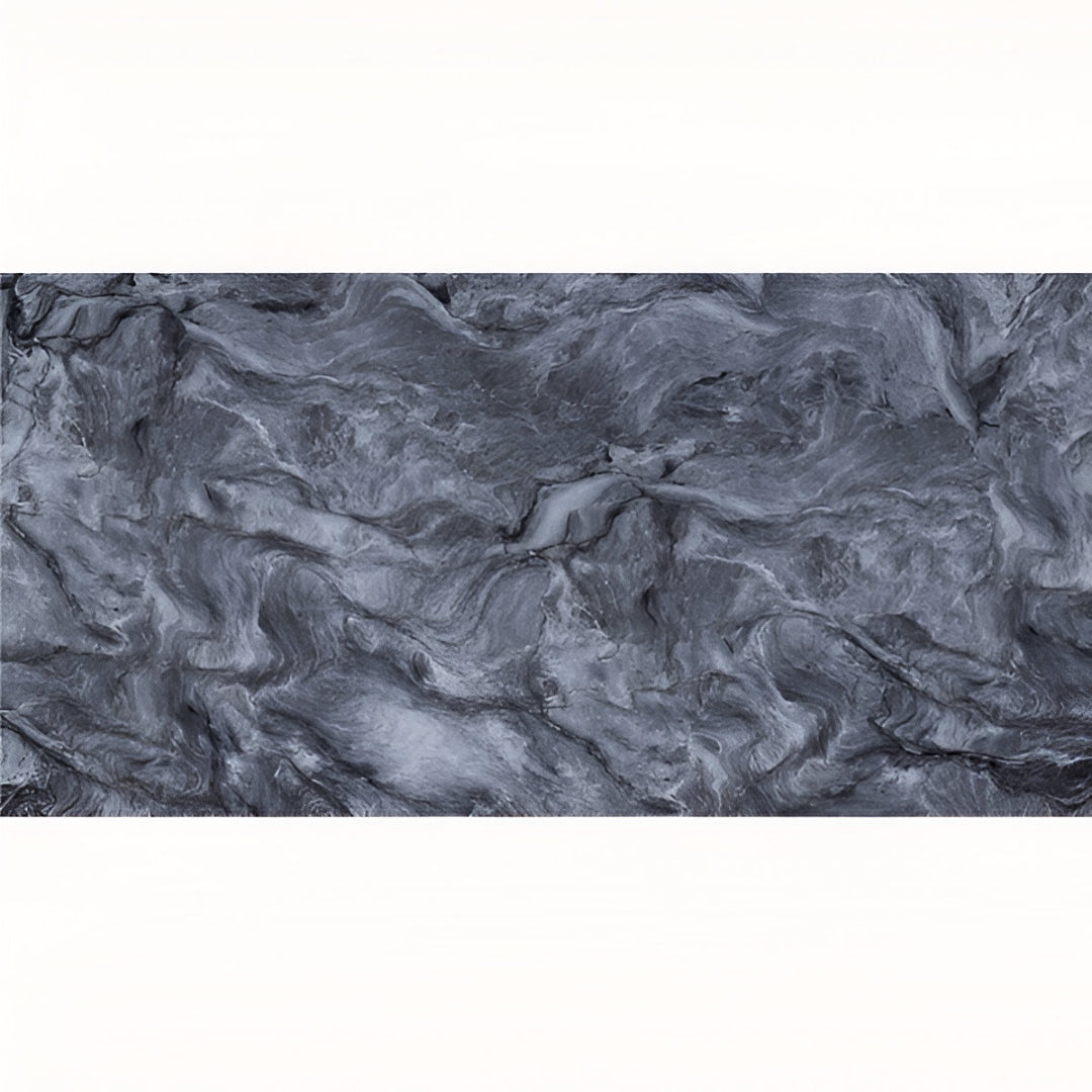 Volcano Black Gloss Vitrified Tile 24x48 Inch – Marble-look black tile with white veining for floor and wall use

