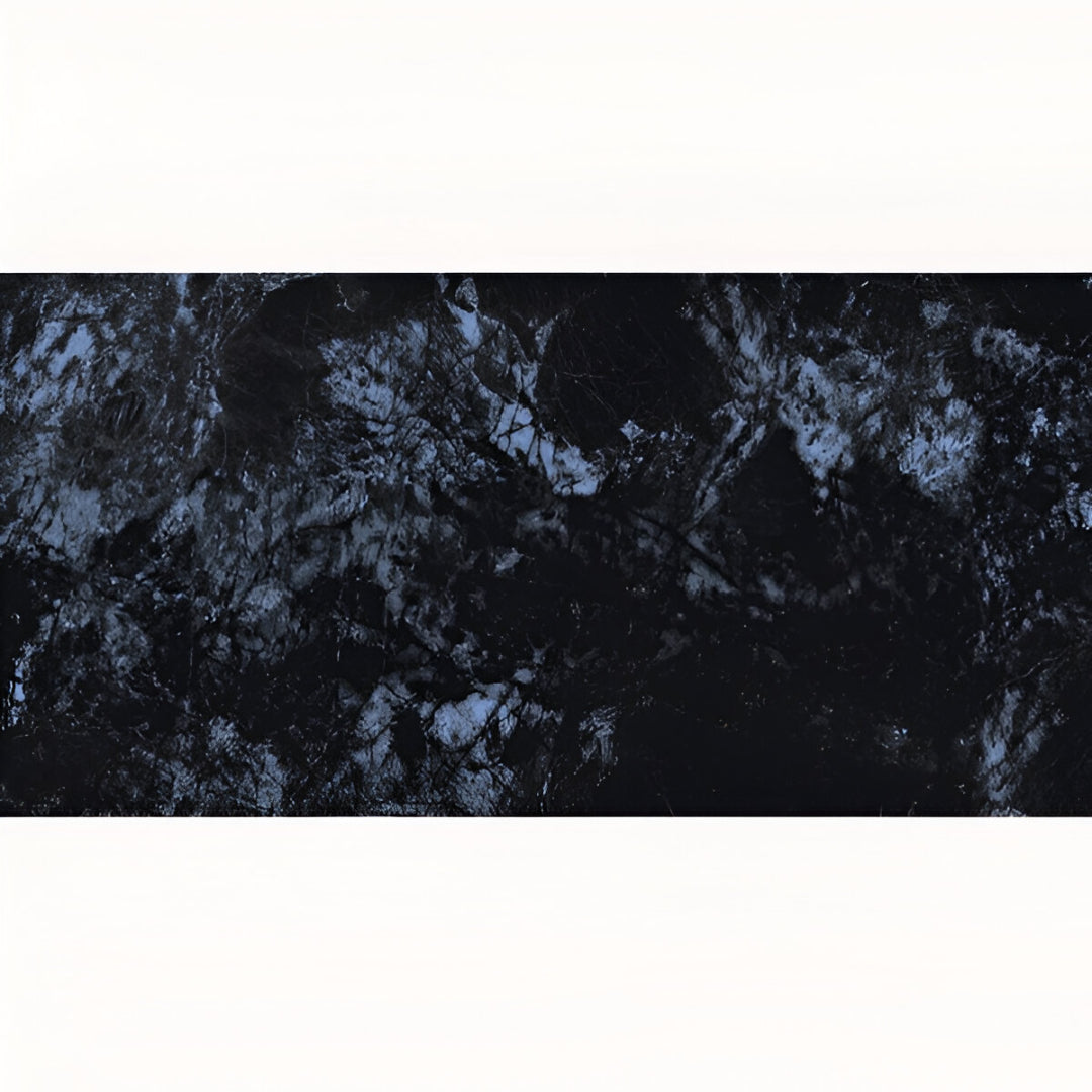 Volga Blue Gloss Vitrified Tile 24x48 Inch – black base with blue natural stone effect

