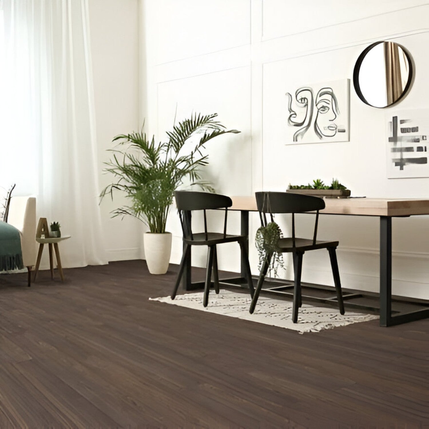 Walnut Light Laminate Flooring 8x48 inch with light walnut finish, durable scratch-resistant surface, perfect for contemporary interiors, living spaces, and high-traffic residential and commercial flooring applications
