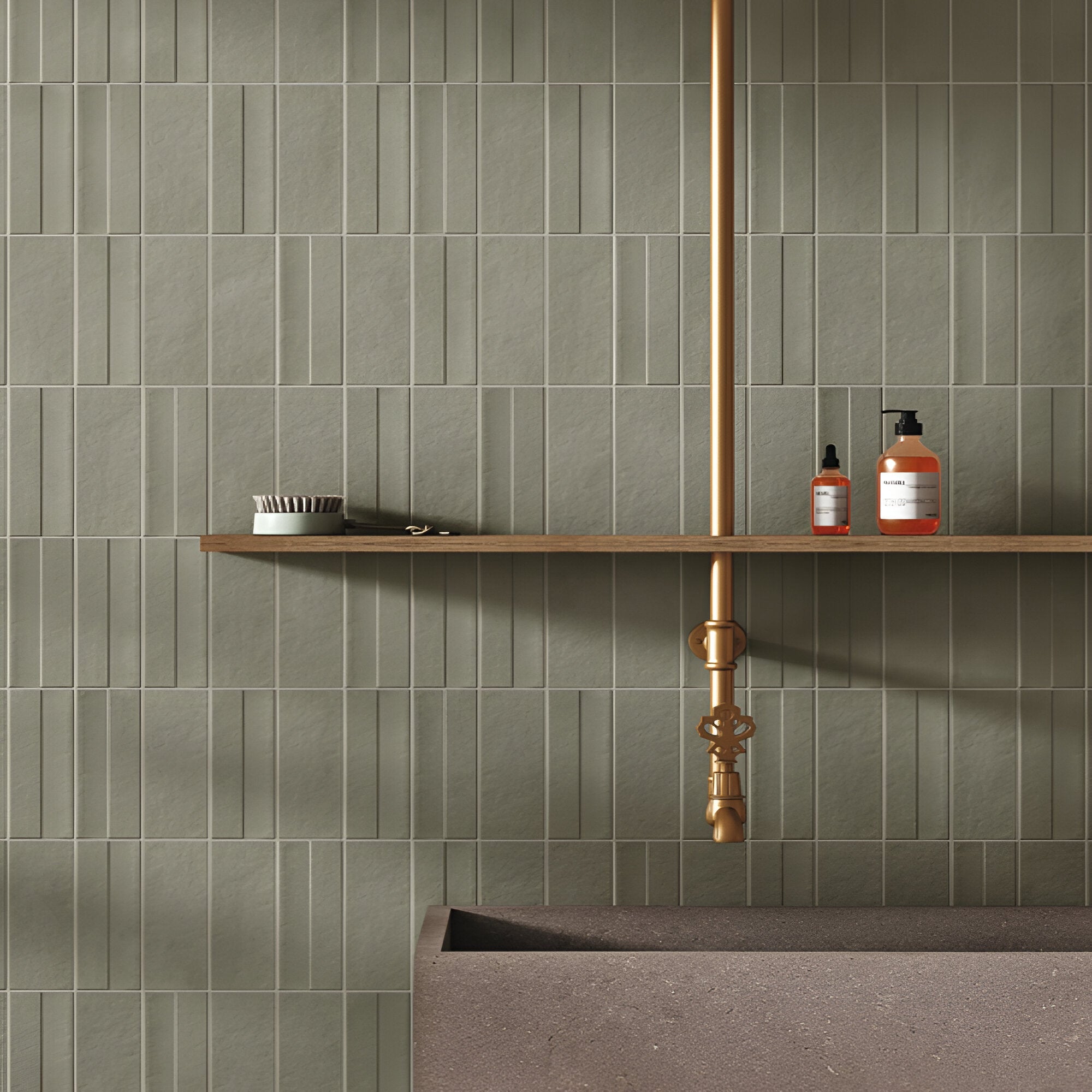 Wave Silva Subway Tile 3×9 inch ceramic wall tile with elegant matt finish, featuring a subtle wave-textured surface in silva tone, designed for modern kitchen backsplashes, bathroom walls, and stylish interior feature walls.