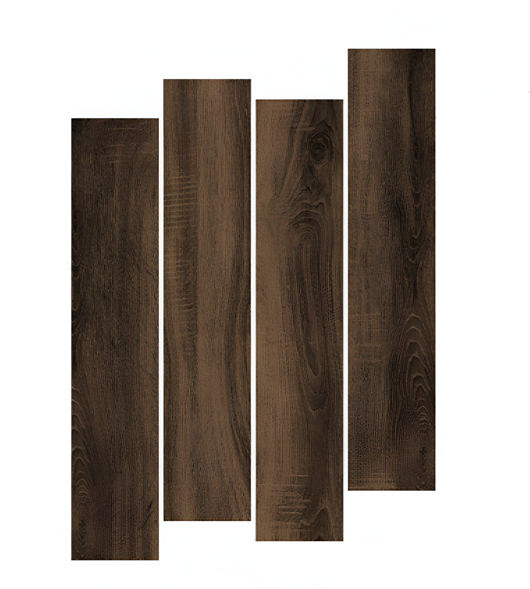 Wenge Coffee Wooden Plank Vitrified Tile in 8x48 inch size with natural wood-grain surface in deep coffee brown shade, matt finish texture, designed for flooring use, showcasing a realistic wooden plank appearance suitable for modern interior spaces.