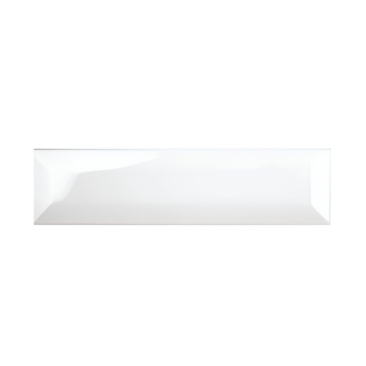 White Bevelled Subway Tile 3x12 inch ceramic matte wall tile with subway design.