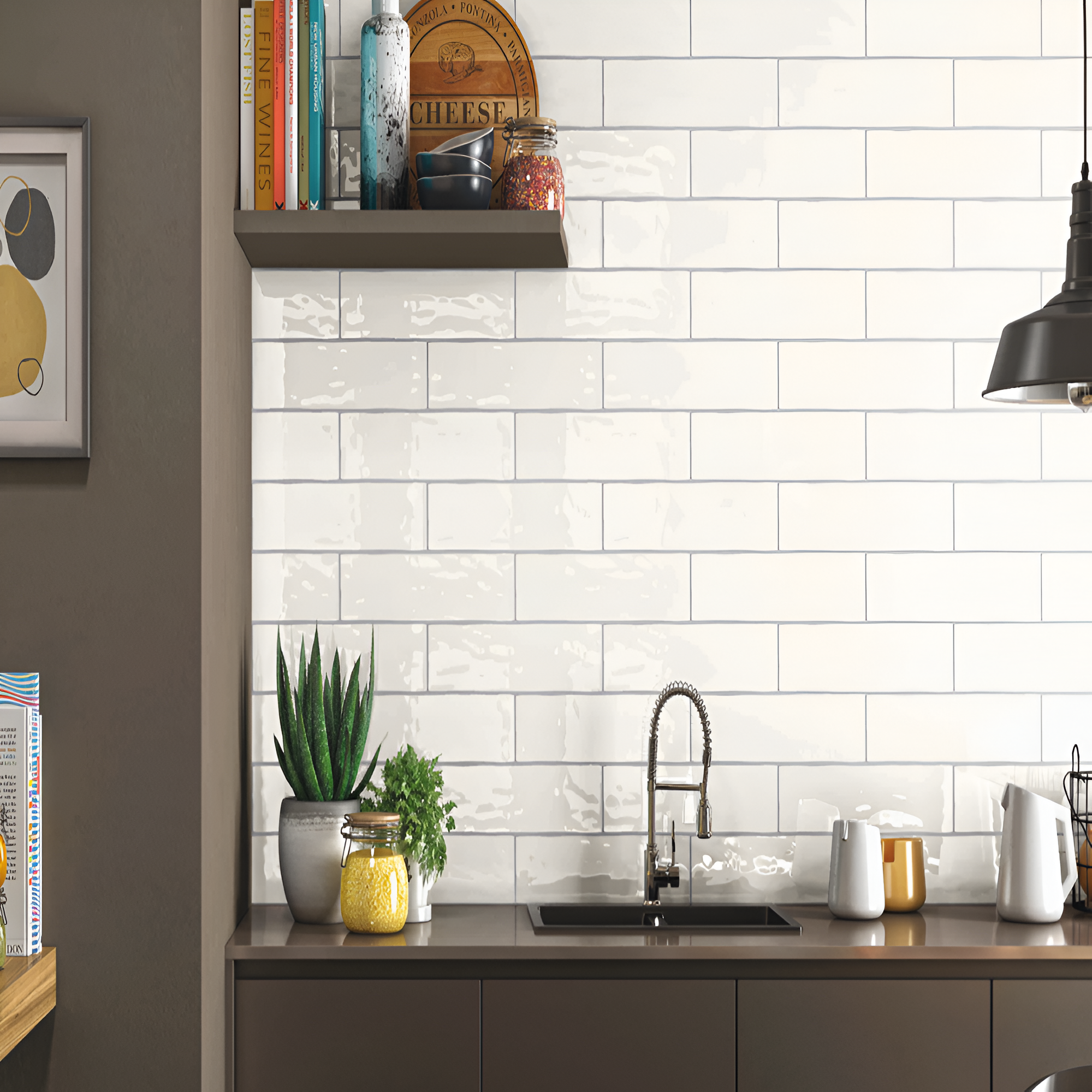 Classic white glossy ceramic subway tile with handcrafted finish, 3x12 inch, durable and easy to clean.