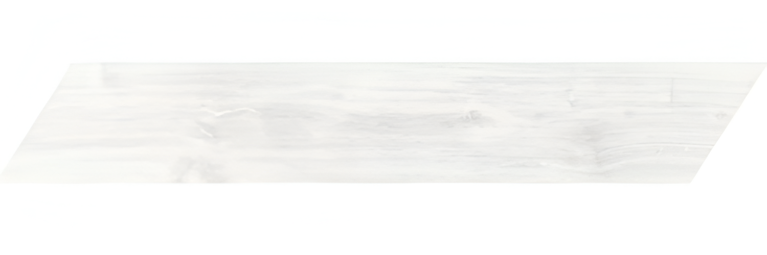 Yosemite Chevron Blanco Tile 3x16 Inch with crisp white chevron pattern, smooth polished finish, ideal for bright and elegant flooring or wall accent designs
