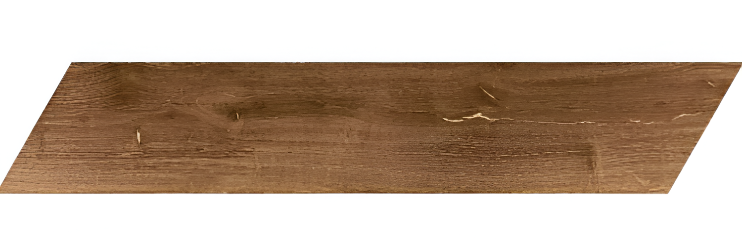 Yosemite Chevron Oak Tile 3x16 Inch with natural oak wood grain chevron pattern, smooth polished finish, perfect for stylish and durable flooring or wall accent designs
