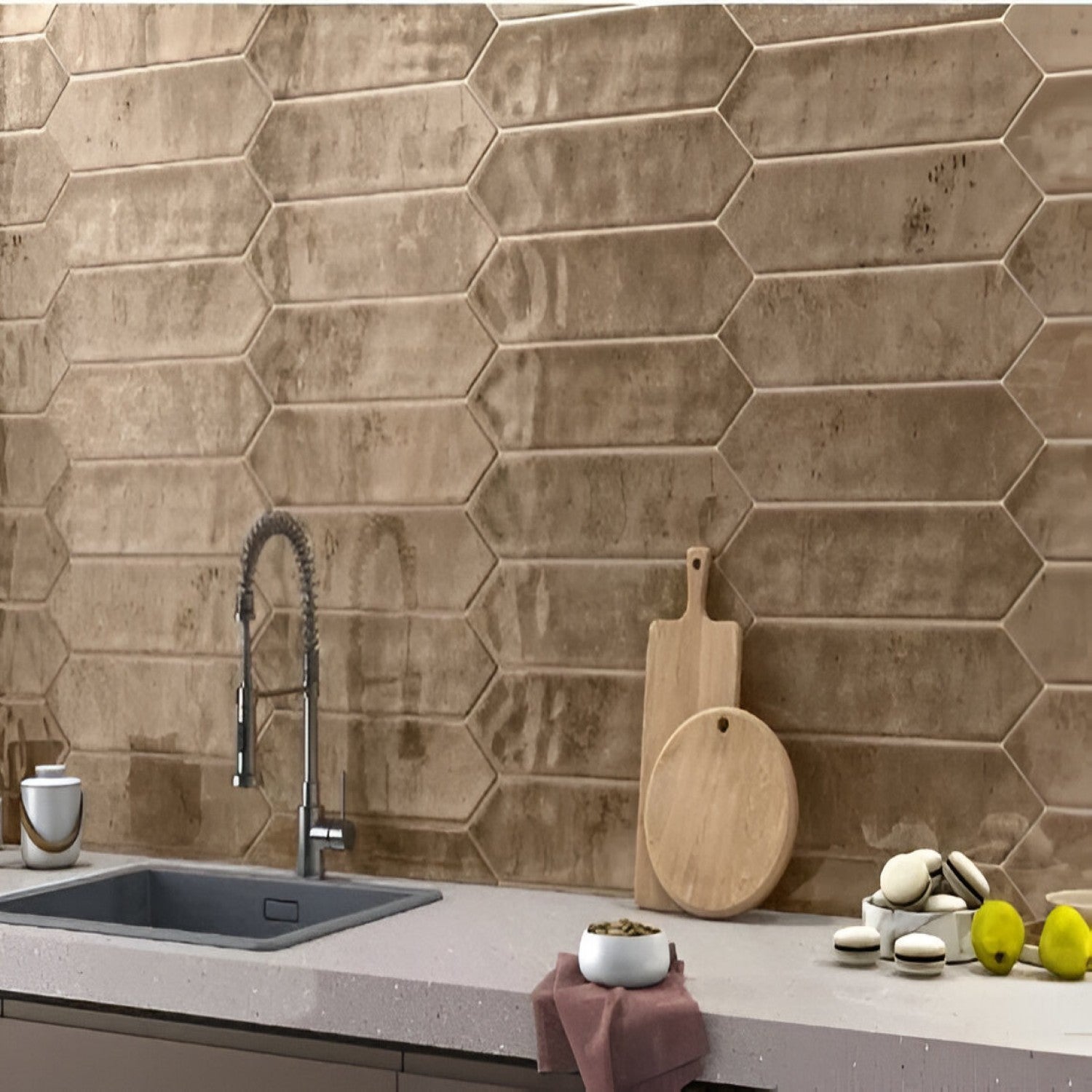 Zenga Copper Glossy Subway Tile 3x12 Inch with rich metallic copper finish, smooth glossy surface, perfect for stylish and modern kitchen backsplashes or accent walls
