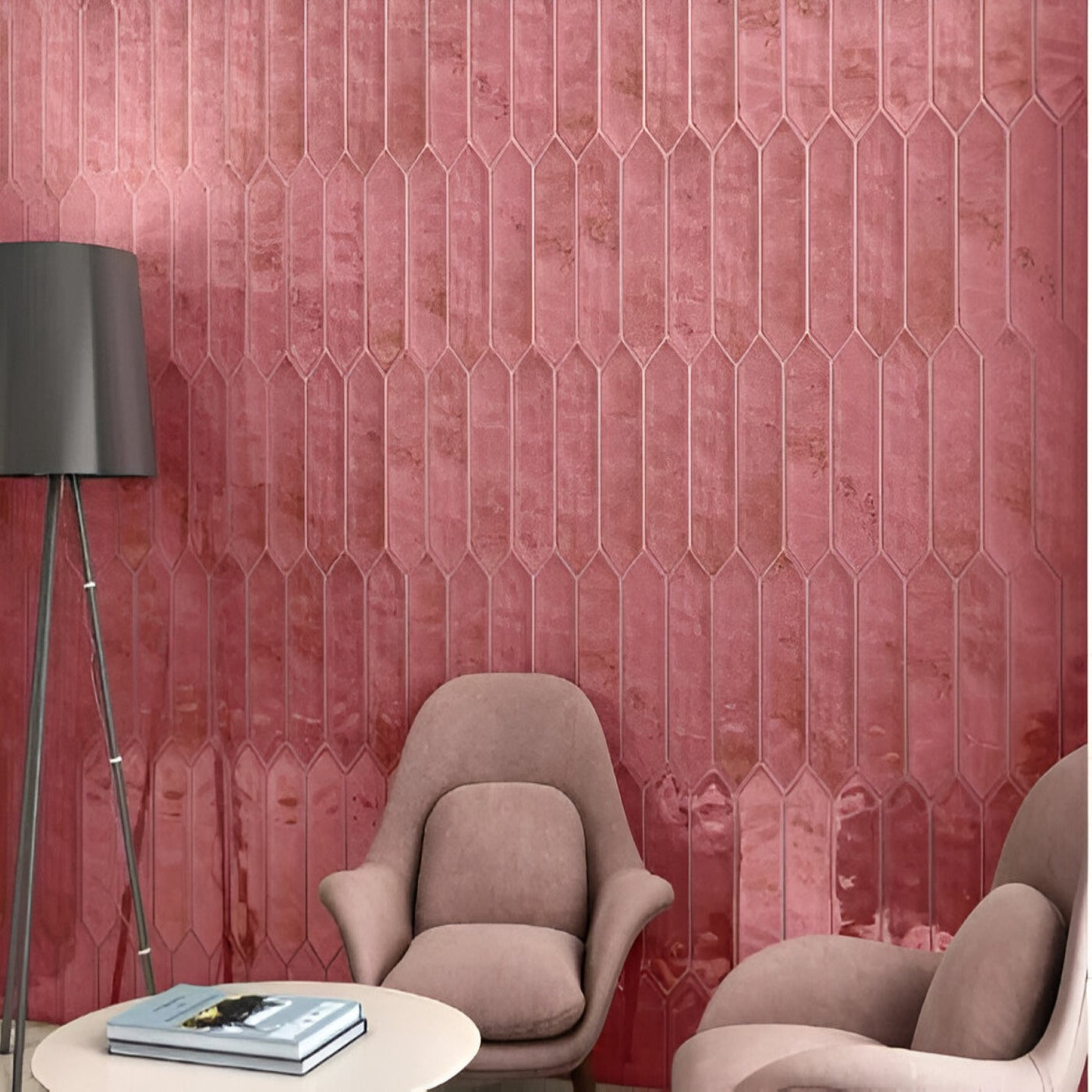 Chic Rose Glossy Subway Living Room Inspiration