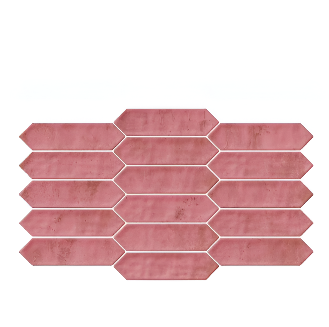 Zenga Rose Glossy Subway Tile 3x12 inch with elegant rose pink color and smooth glossy finish, perfect for stylish kitchen backsplashes, bathroom walls, and modern accent décor.