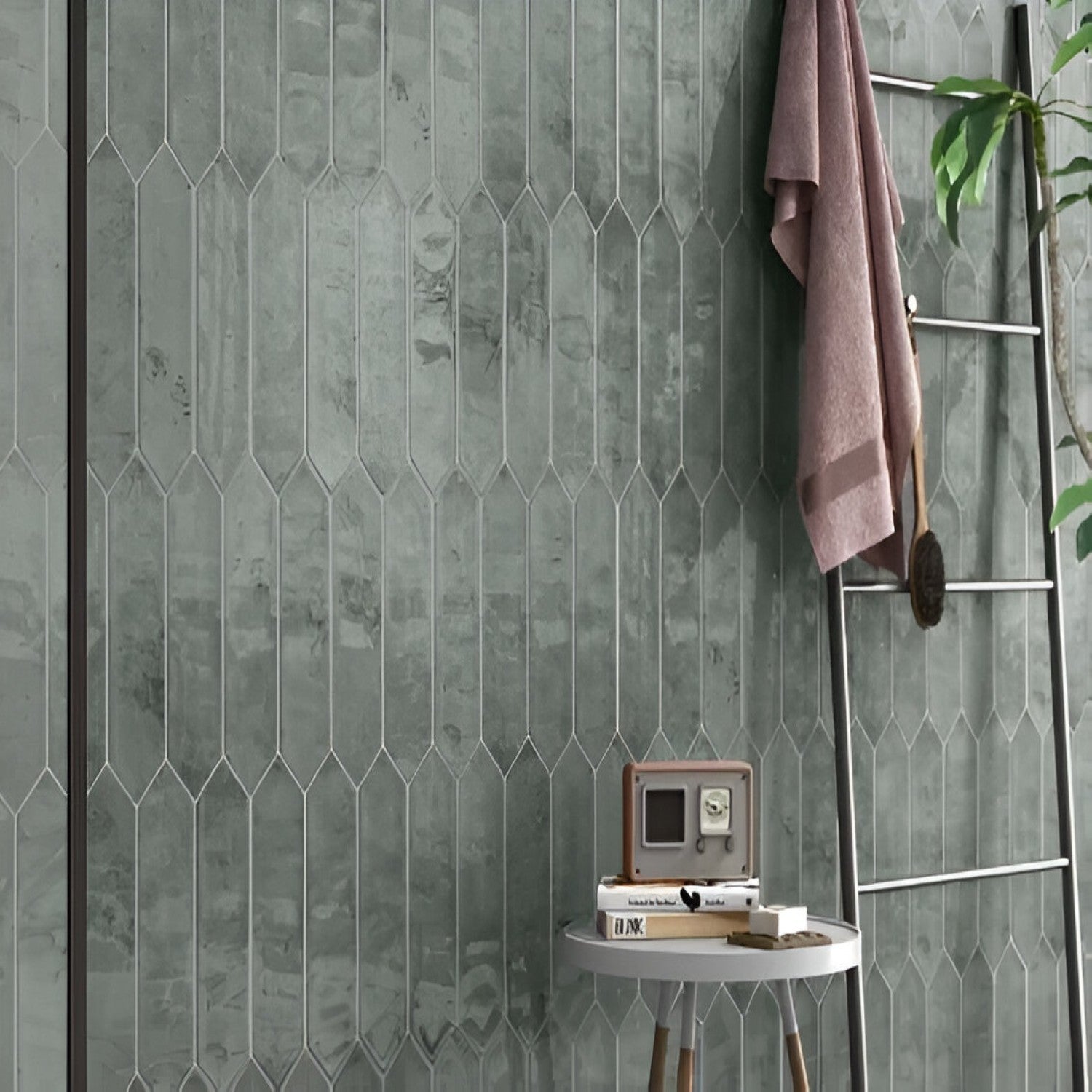 Zenga Slate Glossy Subway Tile 3x12 Inch with dark grey slate-like glossy finish, smooth polished surface, ideal for modern and sophisticated kitchen backsplashes or accent walls
