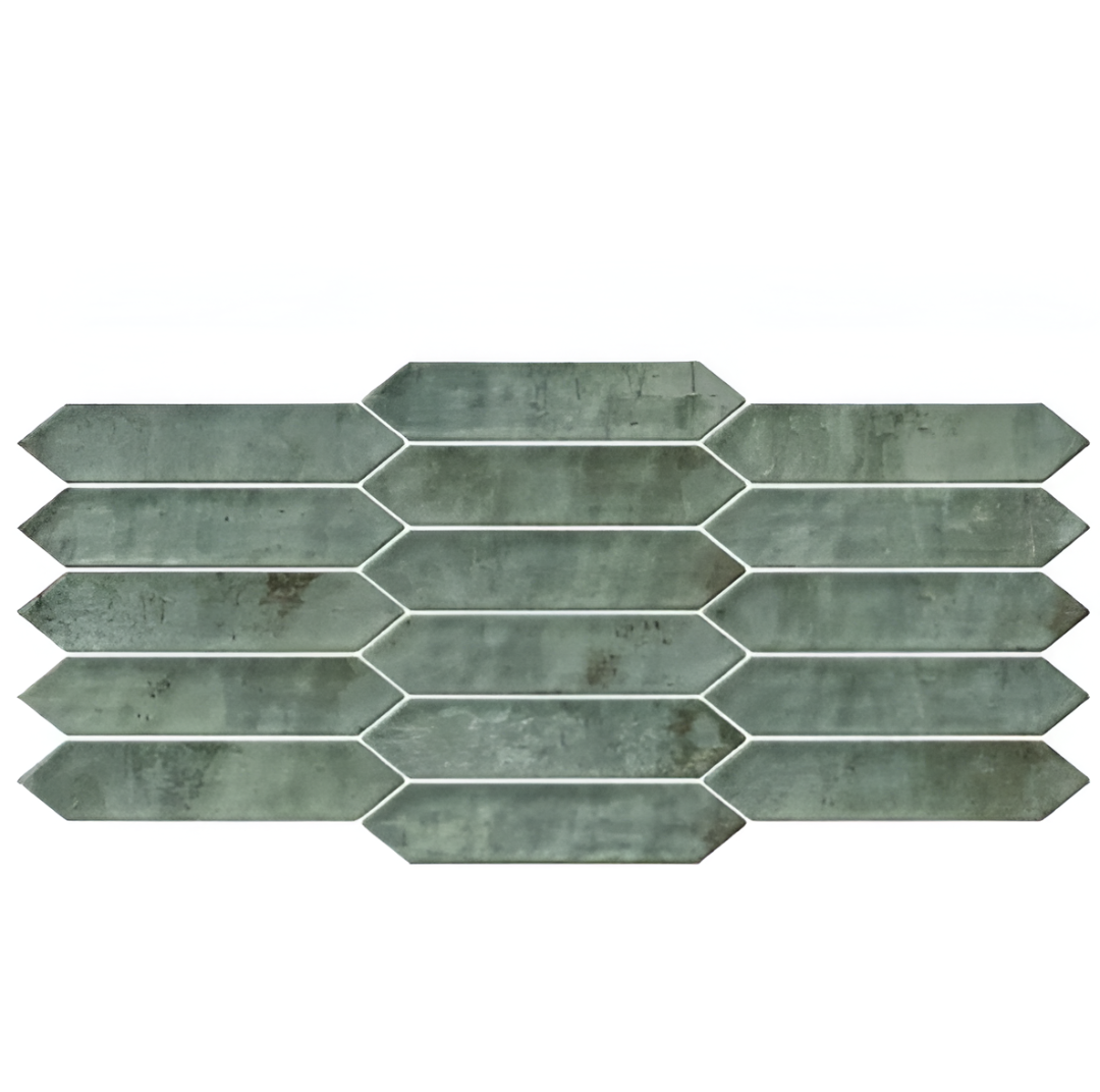 Zenga Verde Glossy Subway Tile 3x12 inch with rich verde green color and smooth glossy finish, ideal for kitchen backsplashes, bathroom walls, and stylish modern interiors.