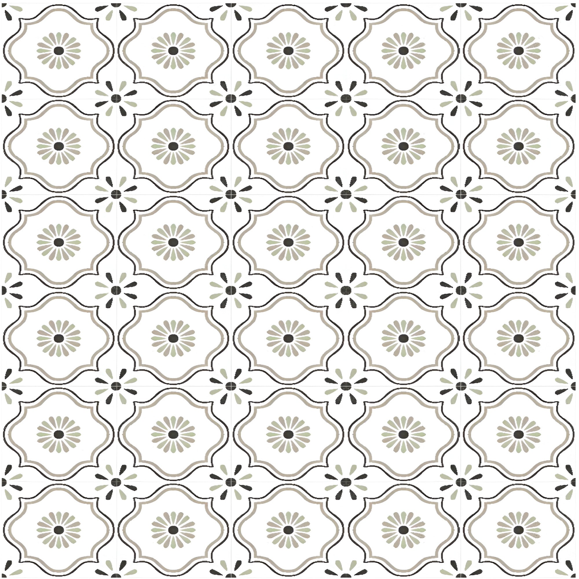 Zibrano Vintage Moroccan vitrified tile in 8×8 inch size featuring detailed printed Rangoli and Moroccan-inspired patterns with a soft matt finish, ideal for enhancing floor and wall spaces with a classic vintage look.