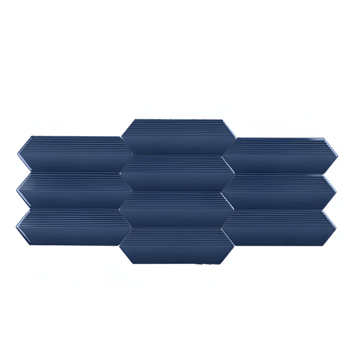 Deep navy picket ceramic wall tile with refined ribbed detailing and a bold gloss finish 