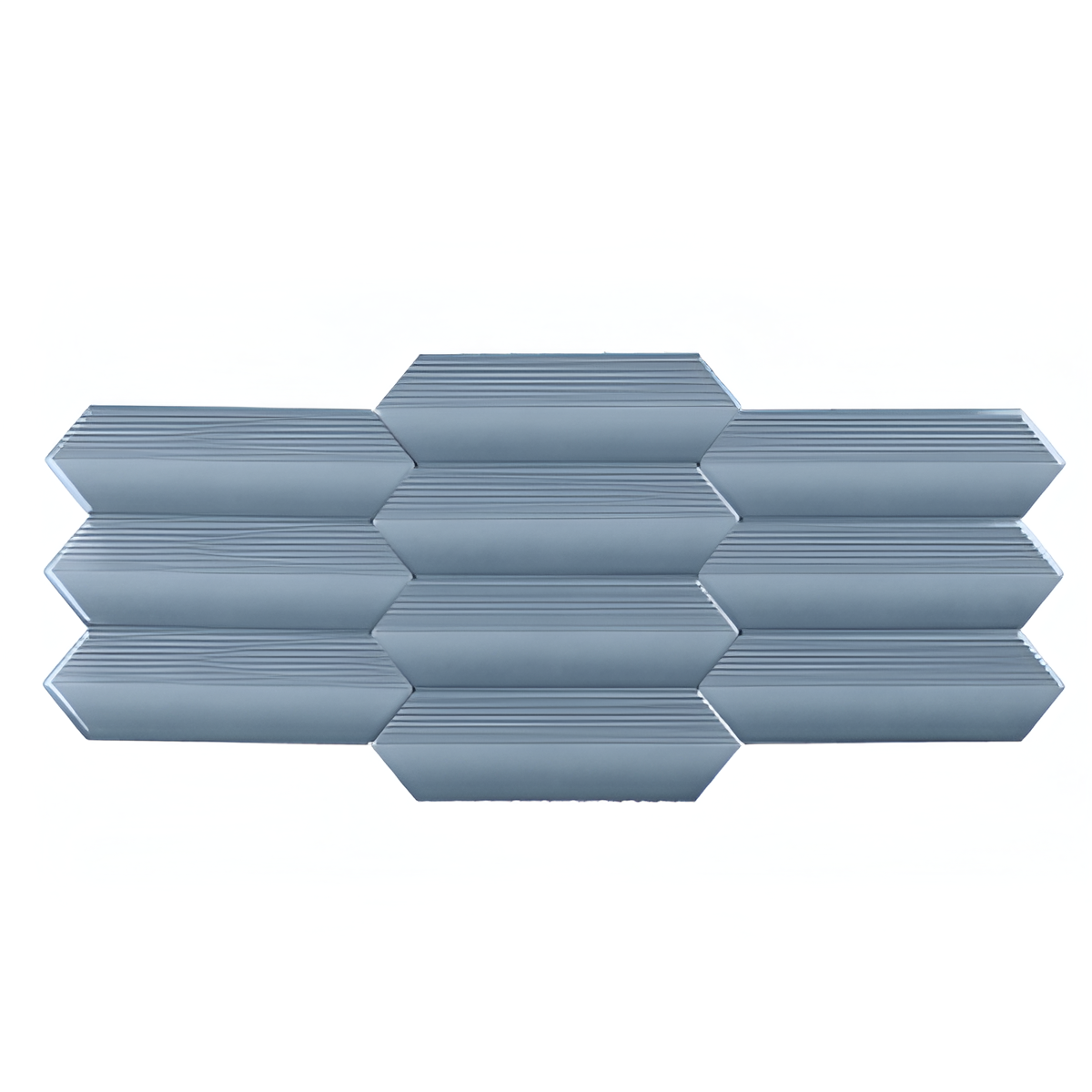 Stylish blue picket ceramic wall tile featuring a modern ribbed texture and sleek gloss surface.
