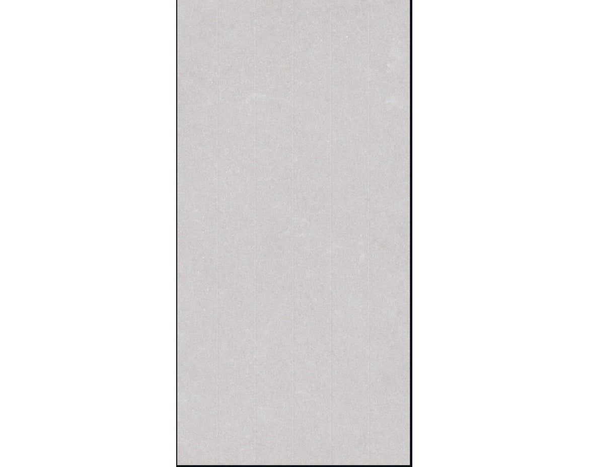 Facade Krypton Light Grey 32 Inch x 64 Inch fluted tile face close-up