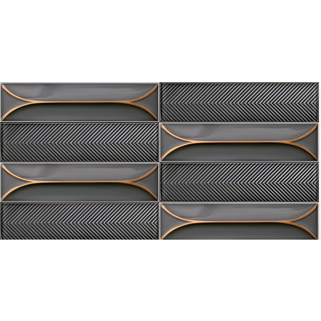 Flauti Dark Grey Ceramic Tile 12 x 24 Inch