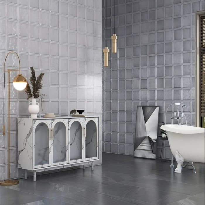 Geometric Grid Modern Bathroom Accent Wall Tile