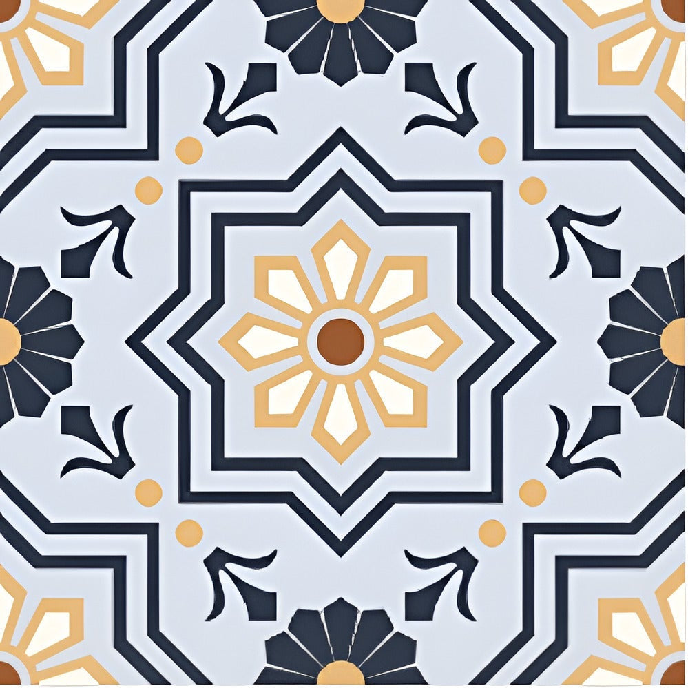 Octa Blue Moroccan Vitrified Tile 12 Inch x 12 Inch (B)