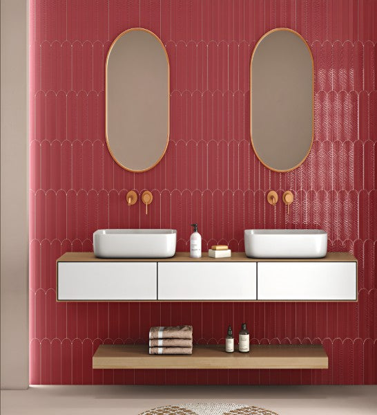Crimson Radiance Ruby Rush Feather Tile Inspiration