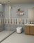 Saja Grey Decor-02 24x48 Inch tile on bathroom walls, decor tile up to 4 ft with plain tile above