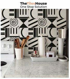 Black and white vitrified moroccan tile