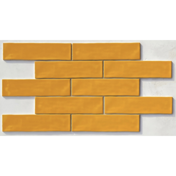 Cleo Mustard Glossy Subway Tile 3 Inch * 12 Inch