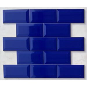 P Blue Bevelled Subway Tile 4 Inch * 8 Inch