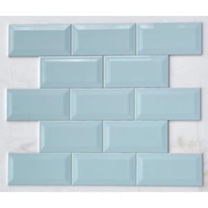 Ice Blue Bevelled Subway Tile 4 Inch * 8 Inch