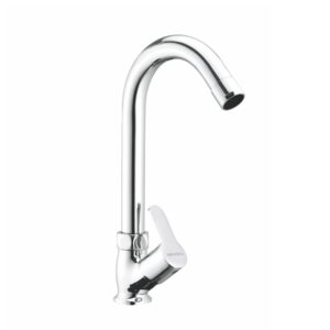 Swan neck tap with left hand operating knob